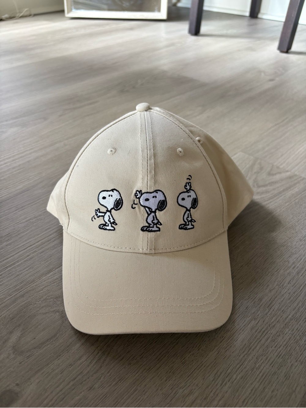 Miniso Beige Snoopy Embroidered Baseball Cap